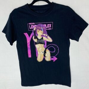 Lewd Concept Black Pink Graphic Tee Short Sleeve T Shirt S